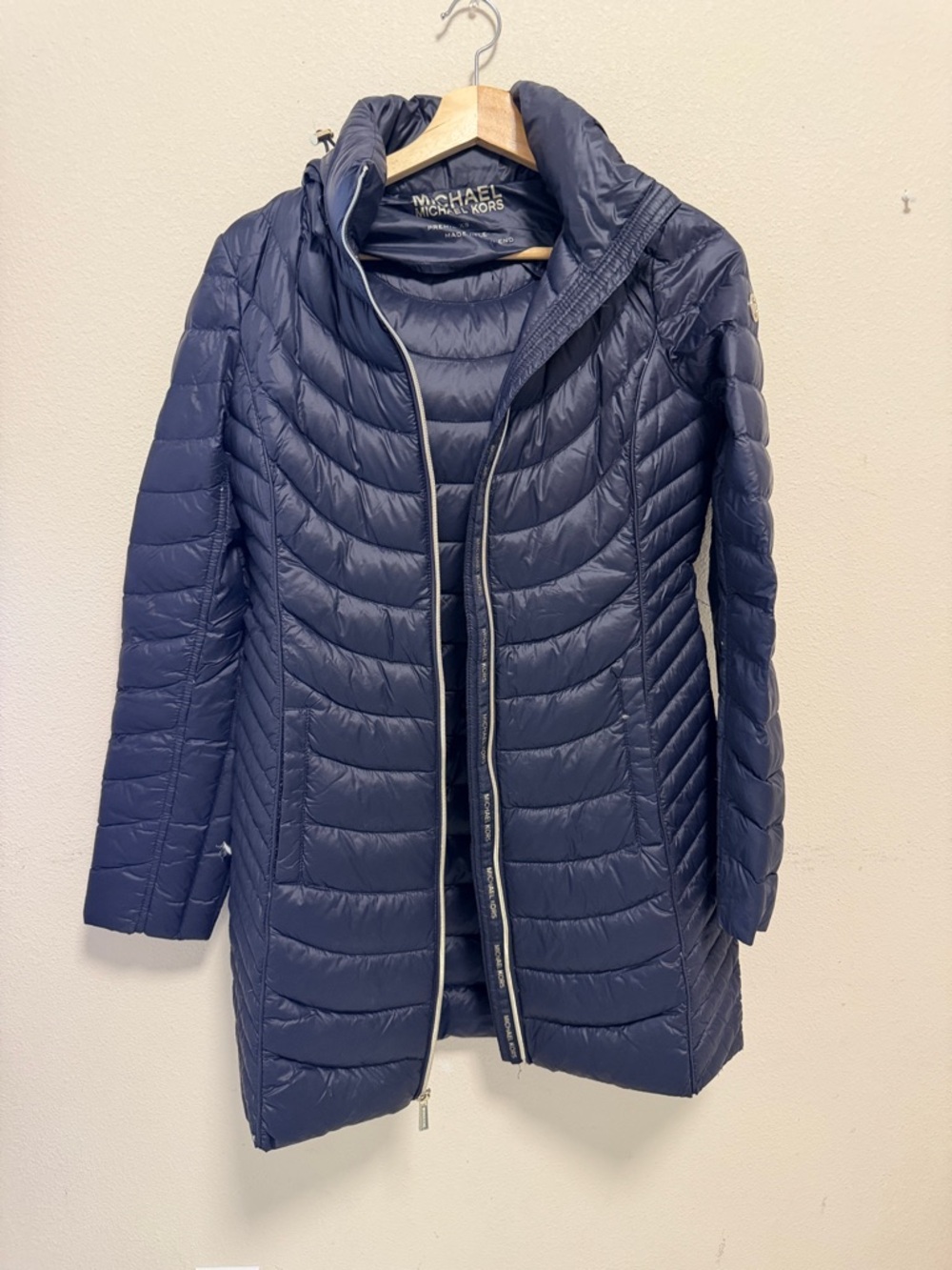 Michael Kors Dark Navy Quilted Packable Puffer Coat